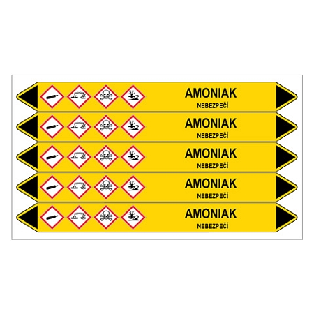 Značení potrubí, amoniak,5 ks, 150 × 12 mm